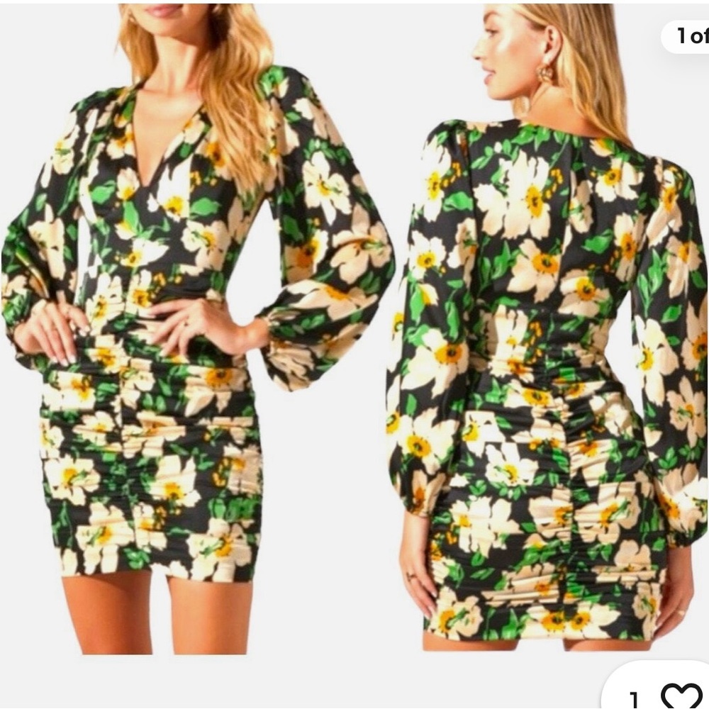 Astr Black and Yellow Floral Dress